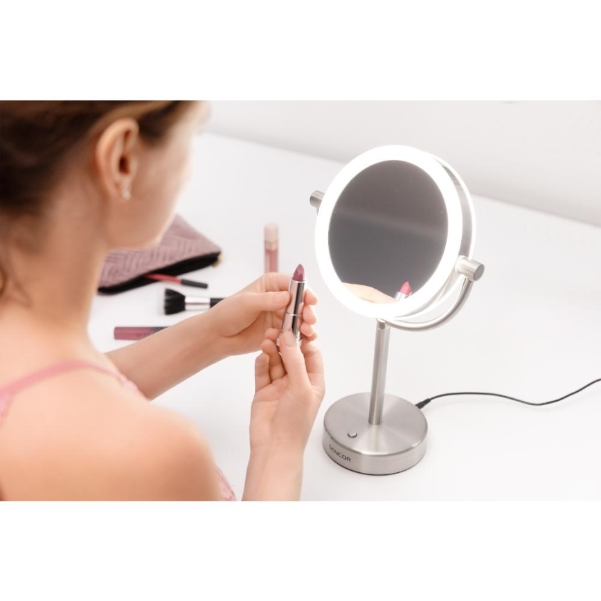 Sencor - Make-up spiegel met LED-achtergrondverlichting LED/5W/230V roestvrij