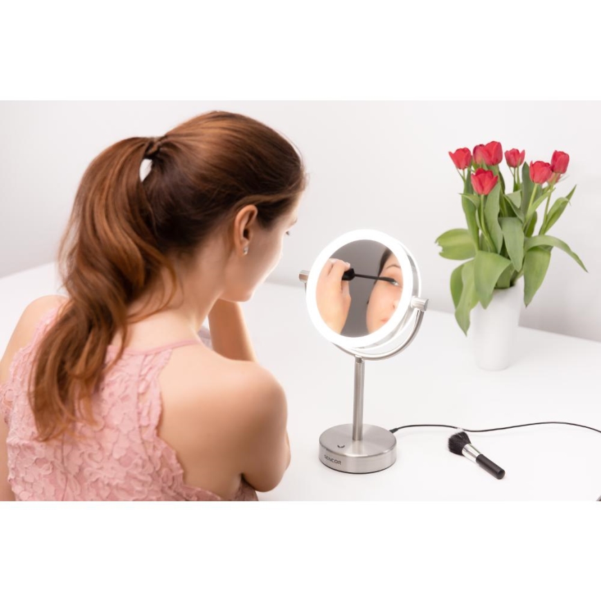 Sencor - Make-up spiegel met LED-achtergrondverlichting LED/5W/230V roestvrij