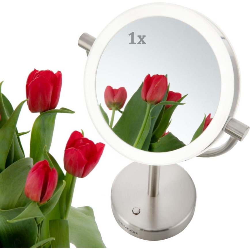Sencor - Make-up spiegel met LED-achtergrondverlichting LED/5W/230V roestvrij