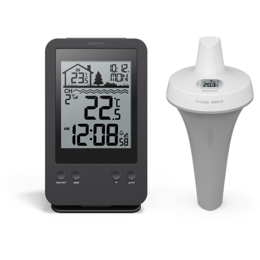 Sencor - Meetstation met draadloze zwembadvlottersensor 2xAA + 2xAA IPX7