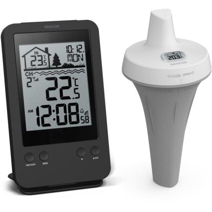 Sencor - Meetstation met draadloze zwembadvlottersensor 2xAA + 2xAA IPX7
