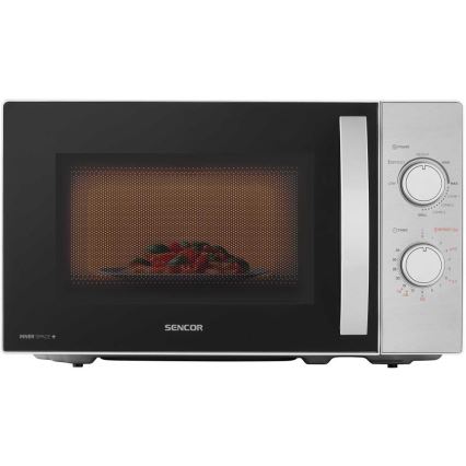 Sencor - Micro-ondes avec fonction gril 700W/1000W/230V 20 l chrome mat