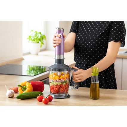 Sencor - Mixeur plongeant 4in1 1200W/230V acier inoxydable/violet