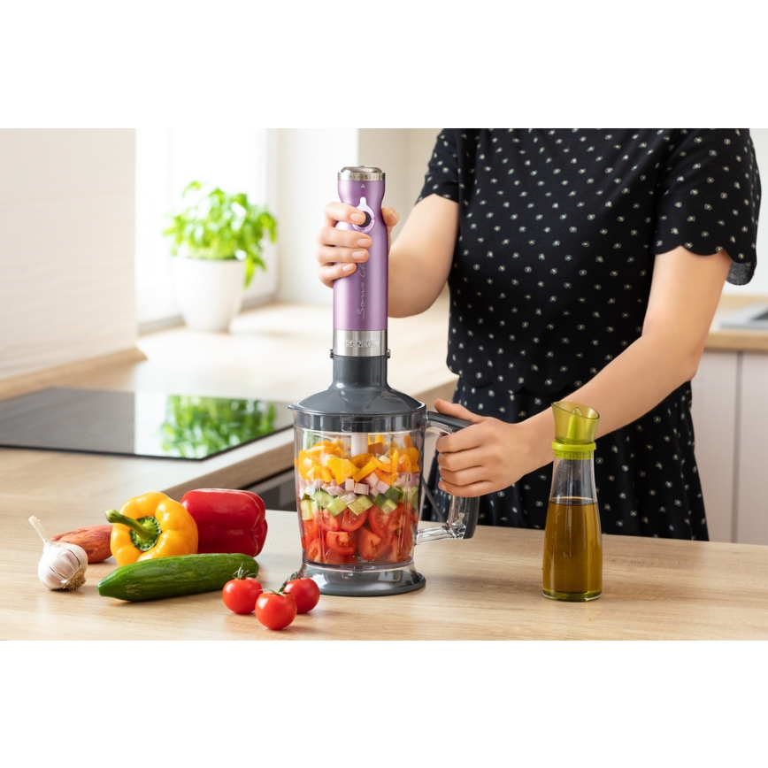 Sencor - Mixeur plongeant 4in1 1200W/230V acier inoxydable/violet