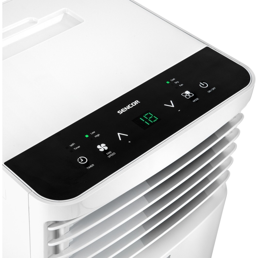 Sencor- Mobiele airconditioning met LCD-display 3in1 930W/230V 7000 BTU Wi-Fi wit + afstandsbediening