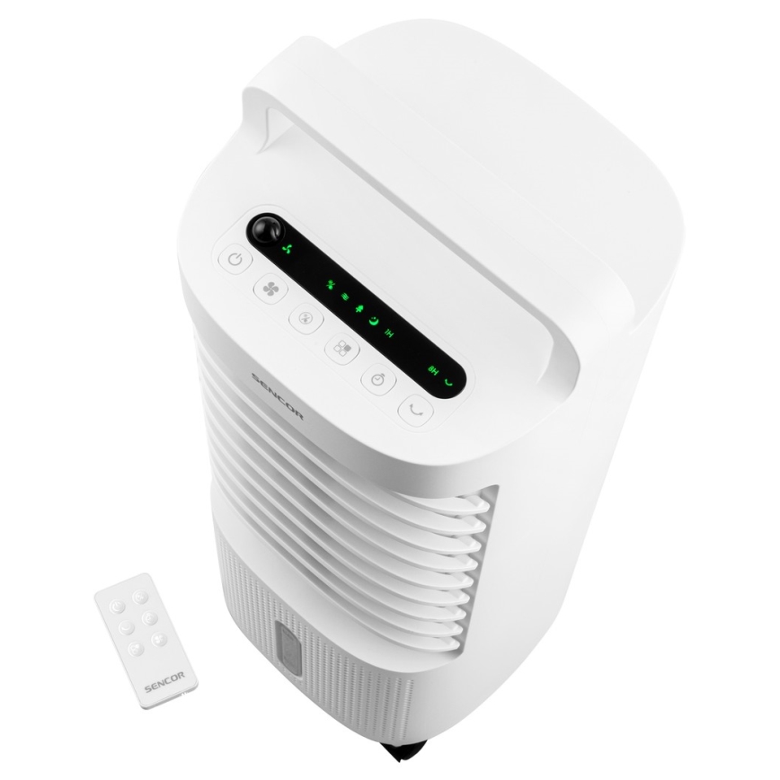 Sencor - Mobiele luchtkoeler met LED-display 3-in-1 45W/230V wit + afstandsbediening