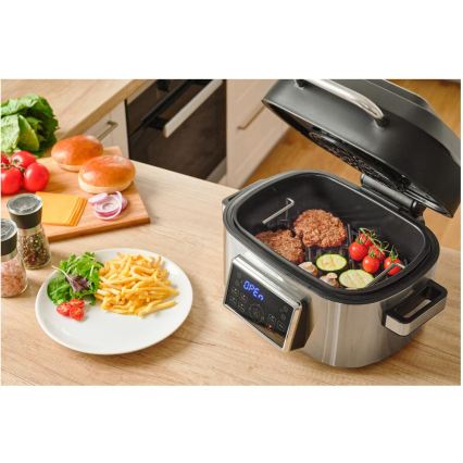Sencor - Multifunctionele heteluchtfriteuse en grill 1660W/230V 6 l mat chroom/zwart