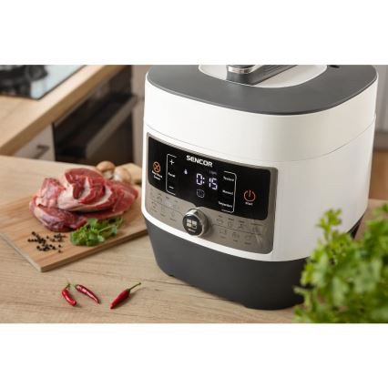 Sencor - Multifunctionele elektrische snelkookpan 5,5 l 1000W/230V wit/zwart