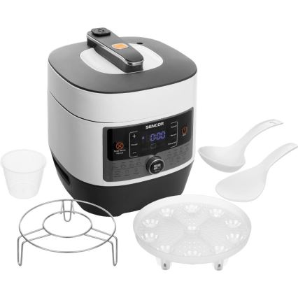 Sencor - Multifunctionele elektrische snelkookpan 5,5 l 1000W/230V wit/zwart