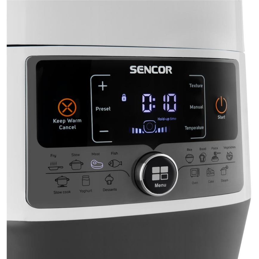 Sencor - Multifunctionele elektrische snelkookpan 5,5 l 1000W/230V wit/zwart
