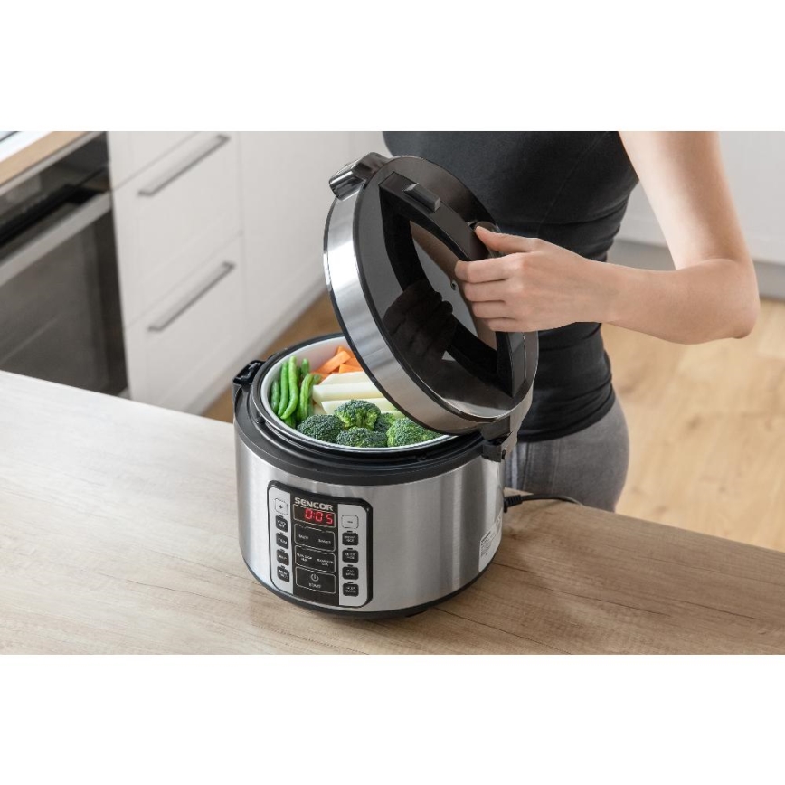 Sencor - Multifunctionele rijstkoker 700W/230V 1,5 l roestvrij staal/zwart