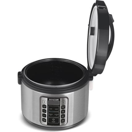 Sencor - Multifunctionele rijstkoker 700W/230V 1,5 l roestvrij staal/zwart