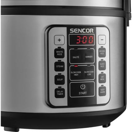 Sencor - Multifunctionele rijstkoker 700W/230V 1,5 l roestvrij staal/zwart