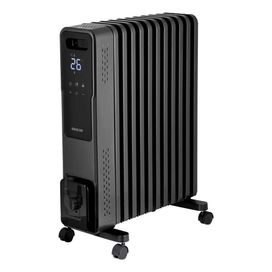 Sencor - Oliegevulde radiator met 11 ribben 1000/1200/2400W/230V Wi-Fi zwart
