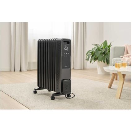 Sencor - Oliegevulde radiator met 11 ribben 1000/1200/2400W/230V Wi-Fi zwart
