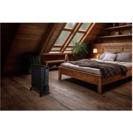 Sencor - Oliegevulde radiator met 11 ribben 1000/1200/2400W/230V Wi-Fi zwart