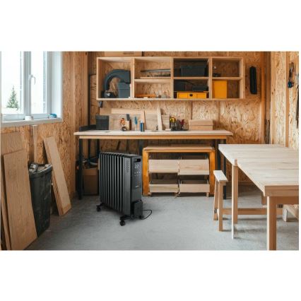 Sencor - Oliegevulde radiator met 11 ribben 1000/1200/2400W/230V Wi-Fi zwart