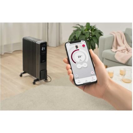 Sencor - Oliegevulde radiator met 11 ribben 1000/1200/2400W/230V Wi-Fi zwart