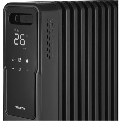 Sencor - Oliegevulde radiator met 11 ribben 1000/1200/2400W/230V Wi-Fi zwart