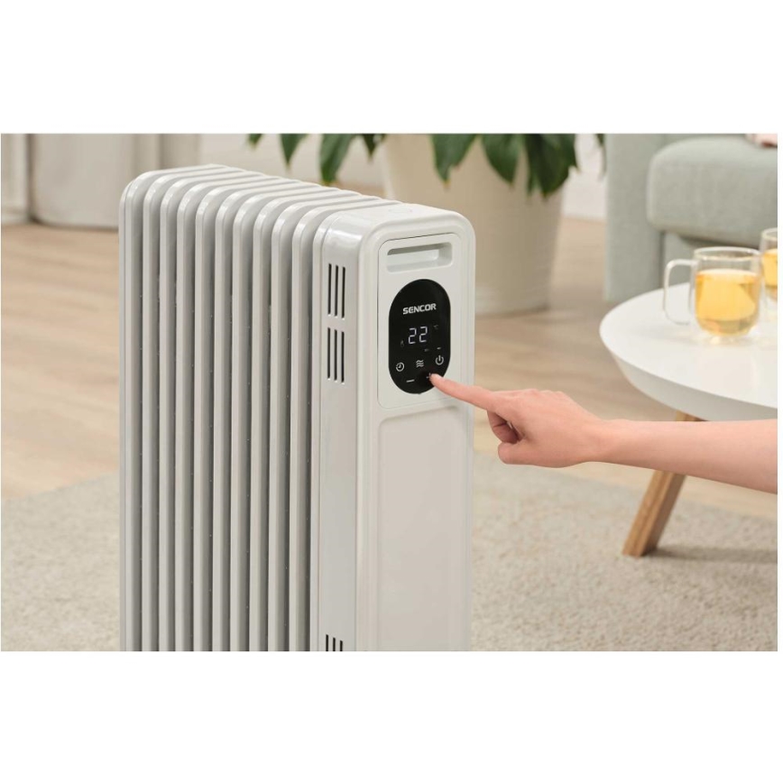 Sencor - Oliegevulde radiator met 11 ribben, 1000/2300W/230V, wit, met afstandsbediening