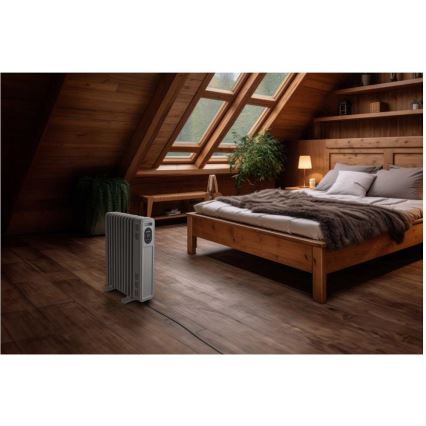 Sencor - Oliegevulde radiator met 11 ribben, 1000/2300W/230V, wit, met afstandsbediening