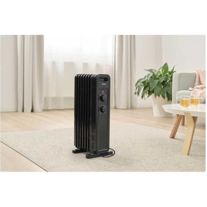 Sencor - Oliegevulde radiator met 7 ribben 600/900/1500W/230V zwart