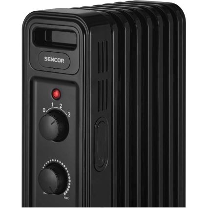 Sencor - Oliegevulde radiator met 7 ribben 600/900/1500W/230V zwart