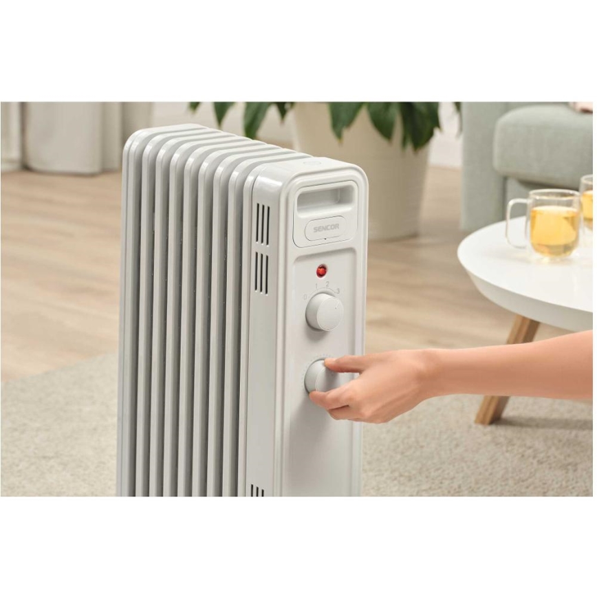 Sencor - Oliegevulde radiator met 9 ribben, 800/1200/2000 W, 230 V, wit