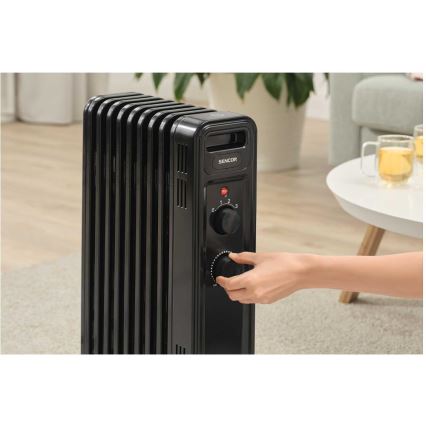 Sencor - Oliegevulde radiator met 9 ribben 800/1200/2000W/230V zwart