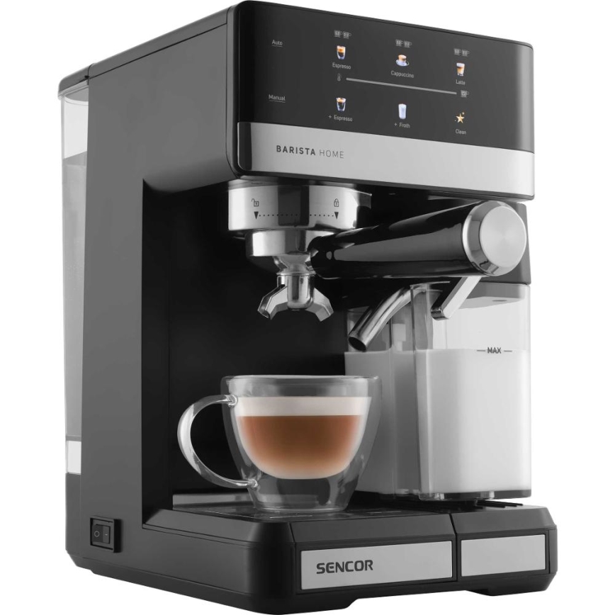 Sencor - Piston espressomachine 1350W/230V zwart/mat chroom