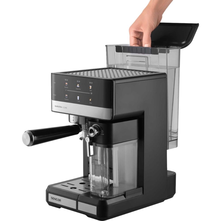Sencor - Piston espressomachine 1350W/230V zwart/mat chroom