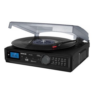 Sencor - Platine vinyle avec USB/SD/FM 8W/230V + télécommande