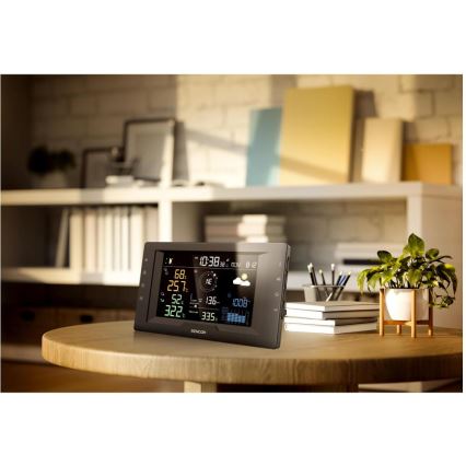 Sencor - Professioneel weerstation met kleurig LCD-scherm en wekker 5V/1xCR2032 + 3xAA