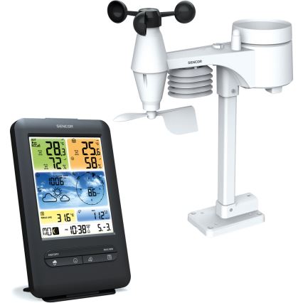 Sencor - Professioneel weerstation met kleuren LCD-scherm 1xCR2032 + 3xAA Wi-Fi