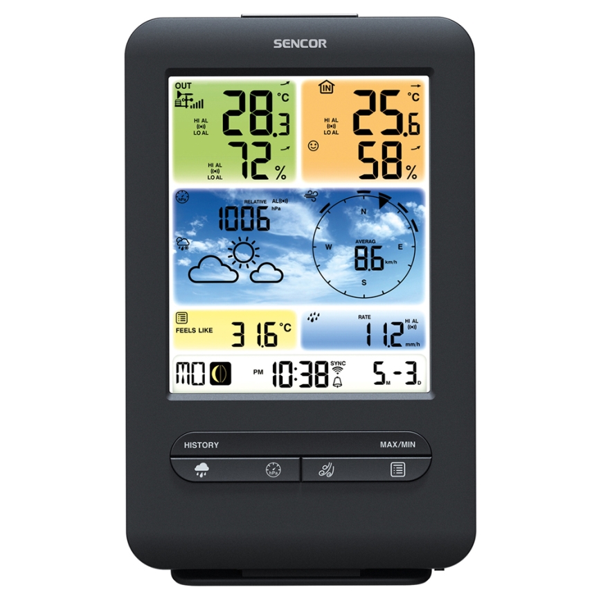 Sencor - Professioneel weerstation met kleuren LCD-scherm 1xCR2032 + 3xAA Wi-Fi