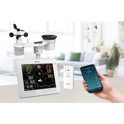 Sencor - Professioneel weerstation met kleuren LCD-scherm 5V 1xCR2032 + 3xAA + 2xAA Wi-Fi Tuya