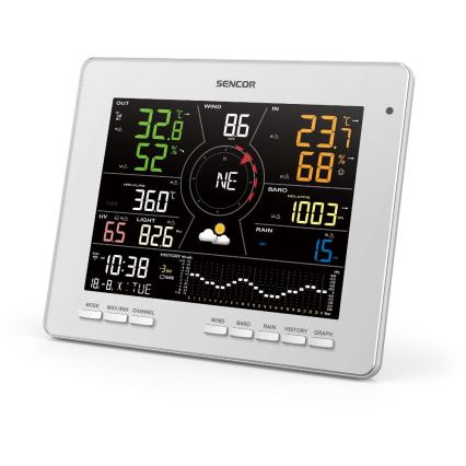 Sencor - Professioneel weerstation met kleuren LCD-scherm 5V 1xCR2032 + 3xAA + 2xAA Wi-Fi Tuya