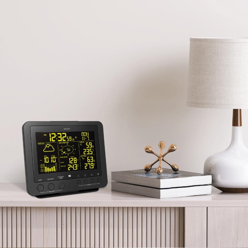Sencor - Professioneel weerstation met kleuren LCD-scherm 5V/1xCR2032 + 3xAA