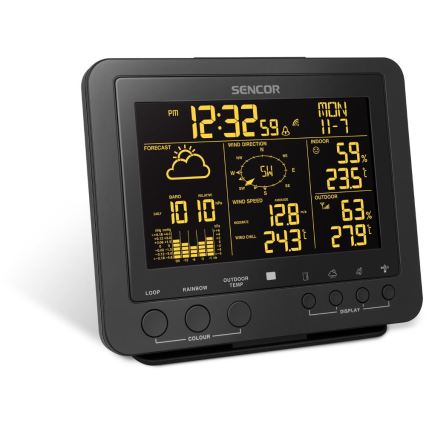 Sencor - Professioneel weerstation met kleuren LCD-scherm 5V/1xCR2032 + 3xAA