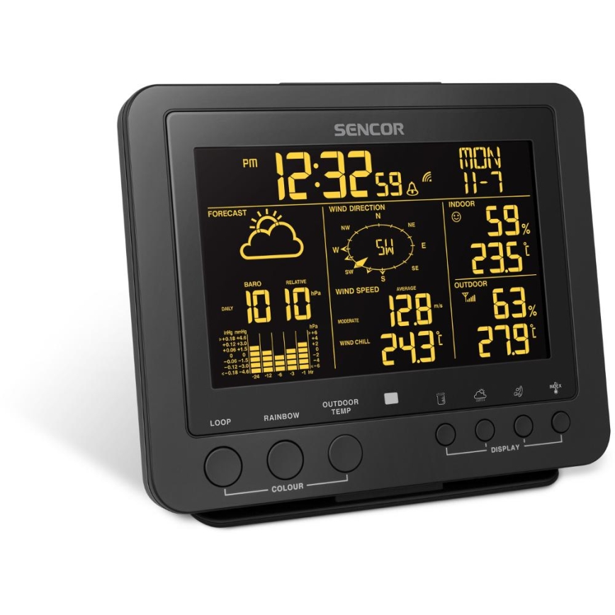 Sencor - Professioneel weerstation met kleuren LCD-scherm 5V/1xCR2032 + 3xAA