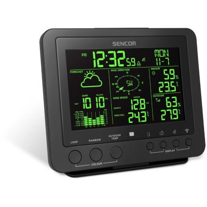 Sencor - Professioneel weerstation met kleuren LCD-scherm 5V/1xCR2032 + 3xAA