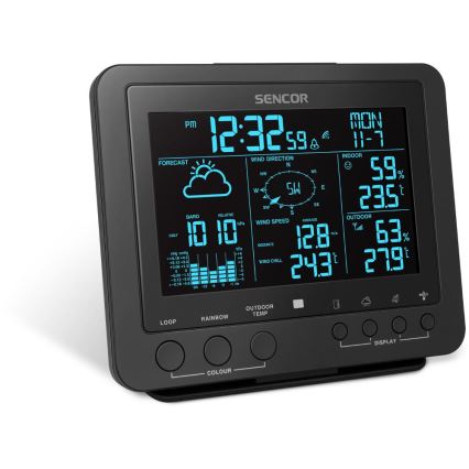 Sencor - Professioneel weerstation met kleuren LCD-scherm 5V/1xCR2032 + 3xAA