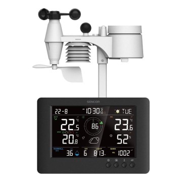 Sencor - Professioneel weerstation met kleuren LCD-scherm en wekker 5V/1xCR2032 + 3xAA