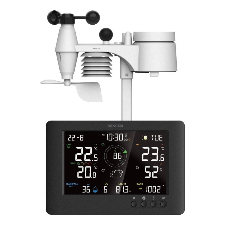 Sencor - Professioneel weerstation met kleuren LCD-scherm en wekker 5V/1xCR2032 + 3xAA