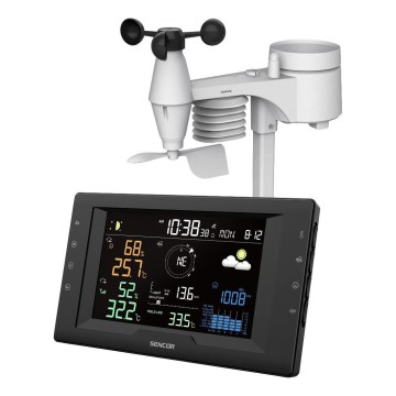 Sencor - Professioneel weerstation met kleurig LCD-scherm en wekker 5V/1xCR2032 + 3xAA