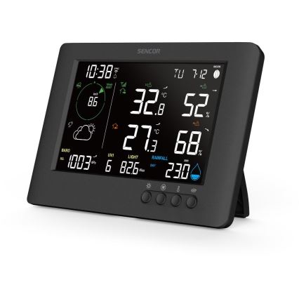Sencor - Professioneel weerstation met kleuren-LCD-scherm en wekker 5V/1xCR2032 + 3xAA Wi-Fi