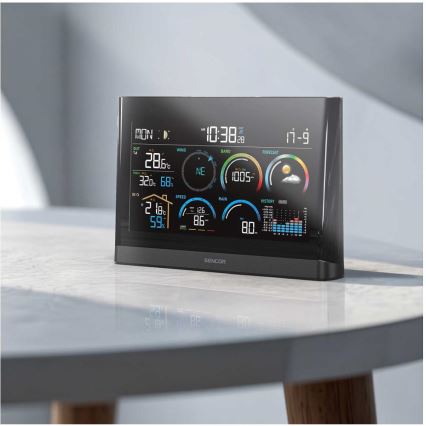 Sencor - Professioneel weerstation met kleur-LCD-display en ingebouwde wekker 5V/3xAAA + 3xAA