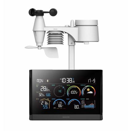 Sencor - Professioneel weerstation met kleur-LCD-display en ingebouwde wekker 5V/3xAAA + 3xAA