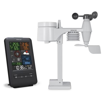 Sencor - Professioneel weerstation met LCD-scherm en wekker 1xCR2032 + 3xAA