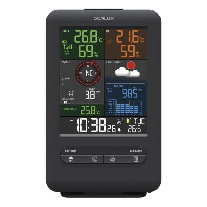 Sencor - Professioneel weerstation met LCD-scherm en wekker 1xCR2032 + 3xAA